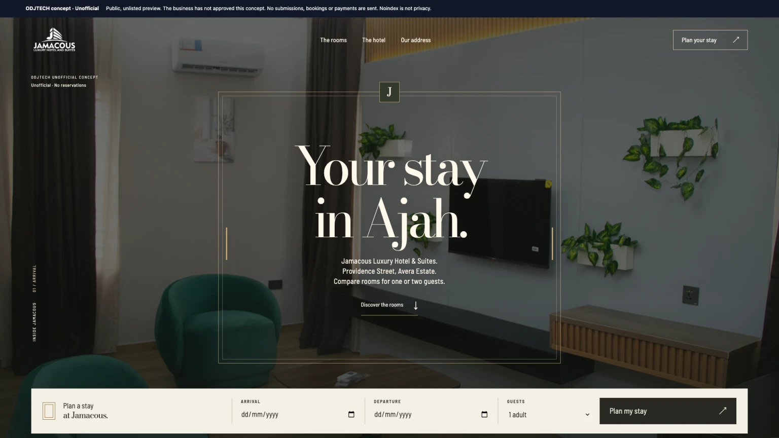 Jamacous Hotel concept preview, captured from the actual demo